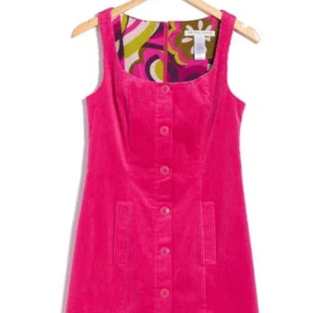 TRINA TURK Boroughs Corduroy Button Front Minidress In Trina Pink. Sz: 12 - Picture 2 of 9